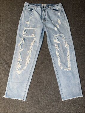 UNIQ BY LITZ Distressed Straight Leg Jeans-Light Wass Women’s Size-30